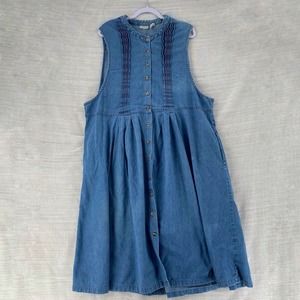 Hunters Run Overall Denim‎ Jumper Dress Pockets Button Up Womens 16 (B6)